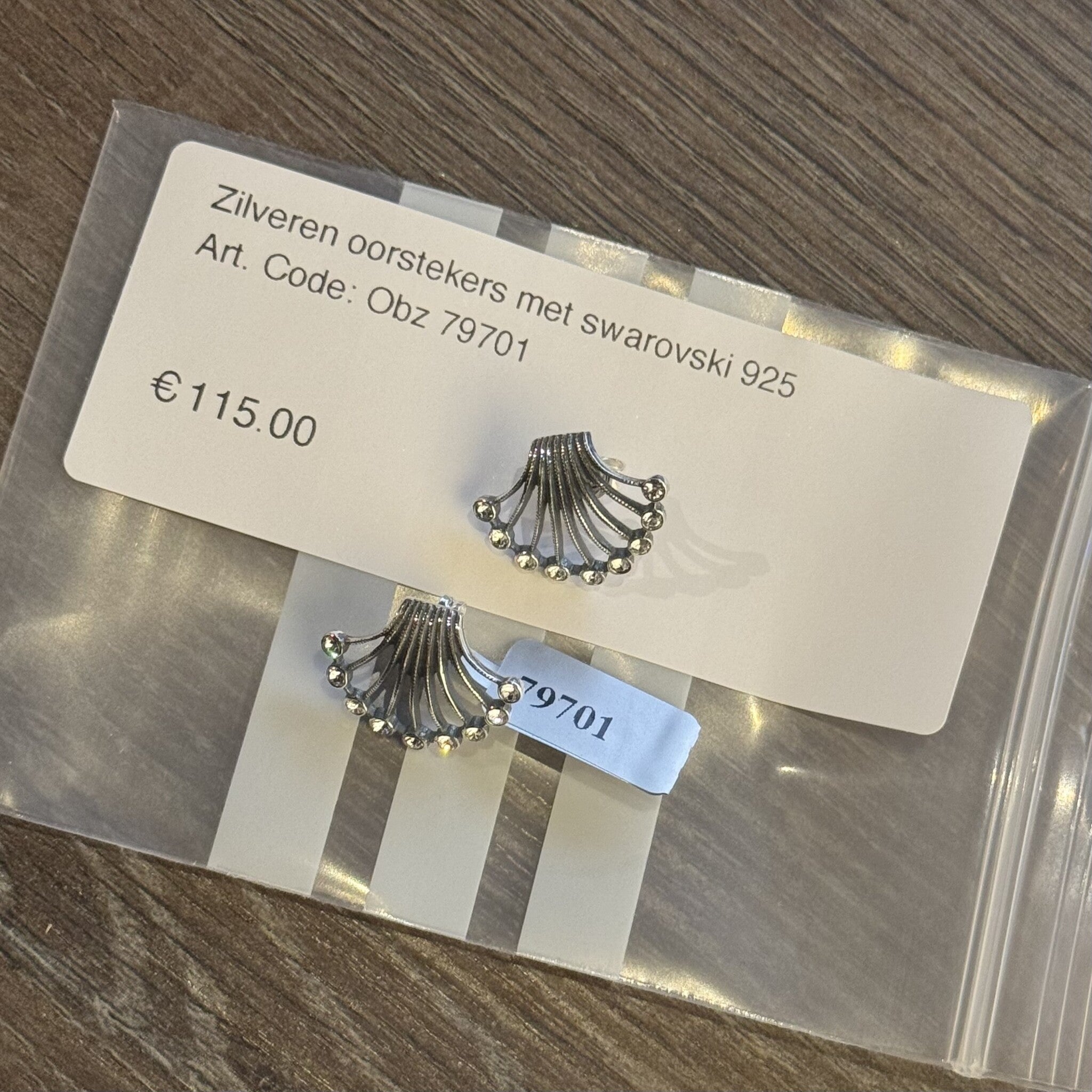 Vintage Sterling Silver Stud Earrings with Swarovski